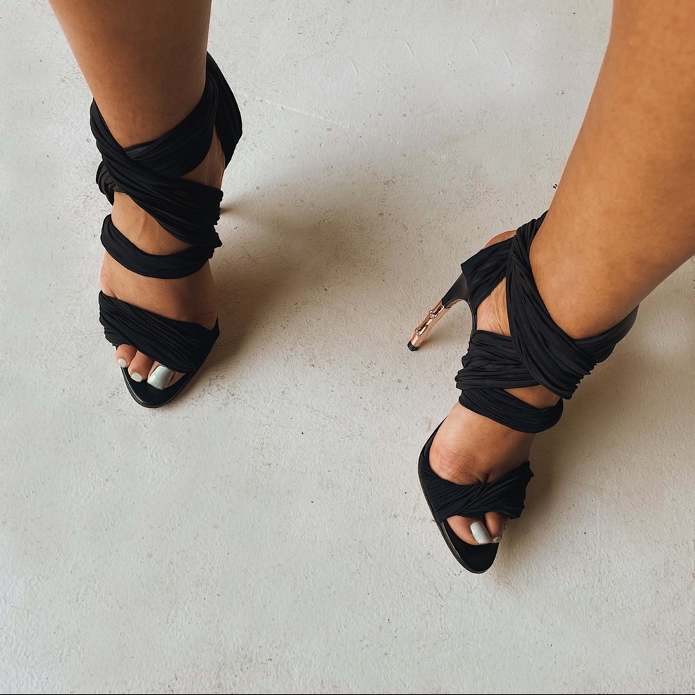 Gucci S/S 2004 Plissé Bamboo Heels in Black (Sz. 9)